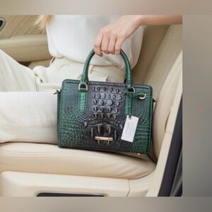 Brahmin Cami Evergreen Ombre Genuine Leather Satchel NWT